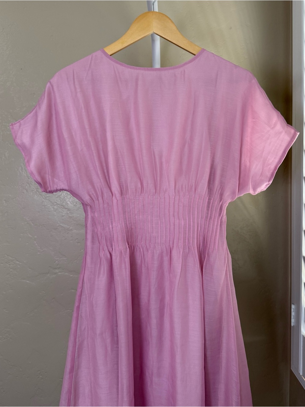 Commense Blush Pink Smocked-Waist Midi Dress - Picture 6 of 12